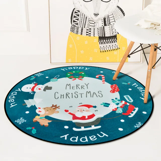 Buy Christmas Rugs Cartoon Santa Snowman Deer Printed