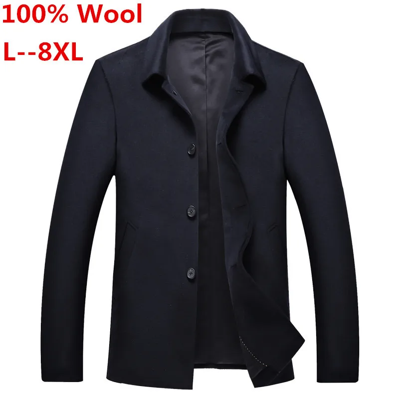 

8XL 6XL 5XL 4XL Winter wool jacket men's high-quality wool coat casual business men trench coat jacket men Scarf collar Overcoat