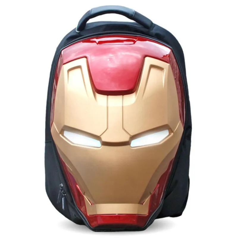 

New 3D Iron Man Eyes Glow Backpack The Avengers Waterproof Men Women Luxury Designer School Bags Travel Back Action Figures