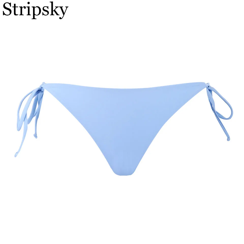 Stripsky Solid Bikinis Women Adjustable Side Ties Swim Wear Two Piece