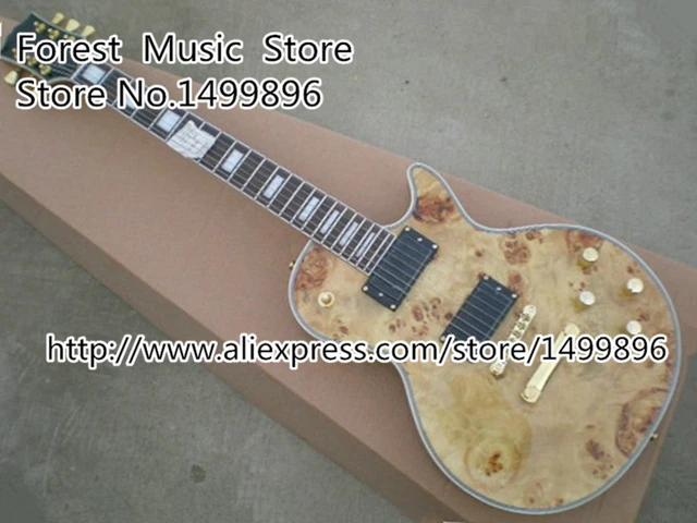 Best price at $299 Cheap Chinese Nature Wood Rotten Grain Maple Finish LP Custom Electric Guitars Lefty Available