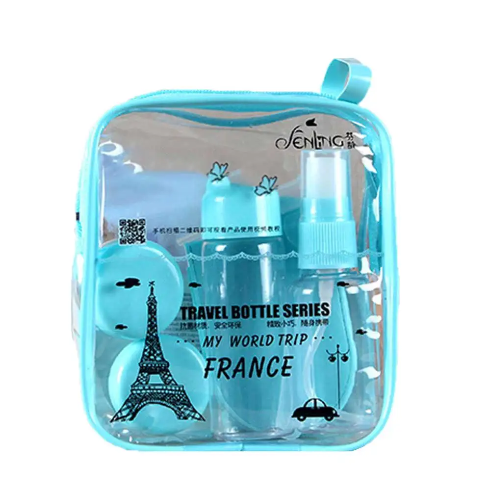 

8pcs/set Portable Travel Cosmetic Refillable Bottles Set Spray Bottle Skin Cream Gel Containers Makeup Tool With Mirror Comb