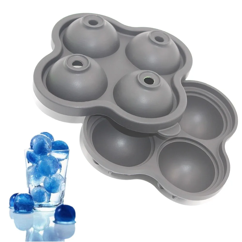 2pcs Ice Ball Maker Mold Silicone Round Ice Balls Maker Tray Four Large