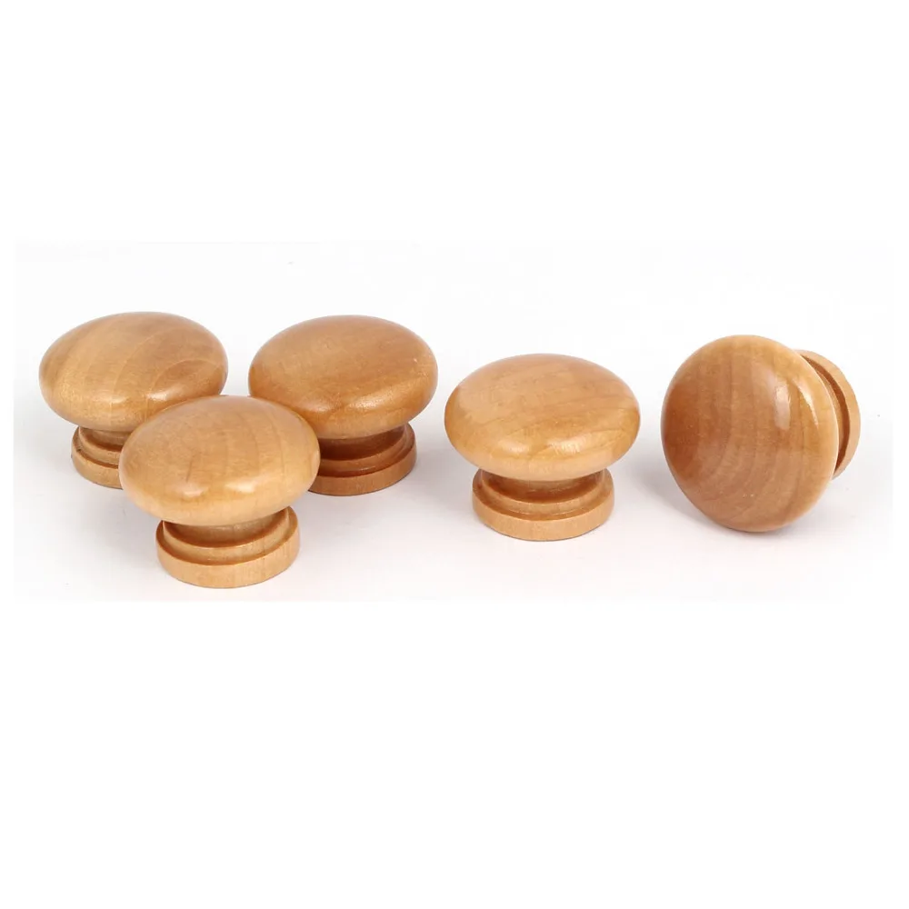 UXCELL 5pcs Wardrobe Drawer Wooden Round Pull Knobs Handles Grips Khaki