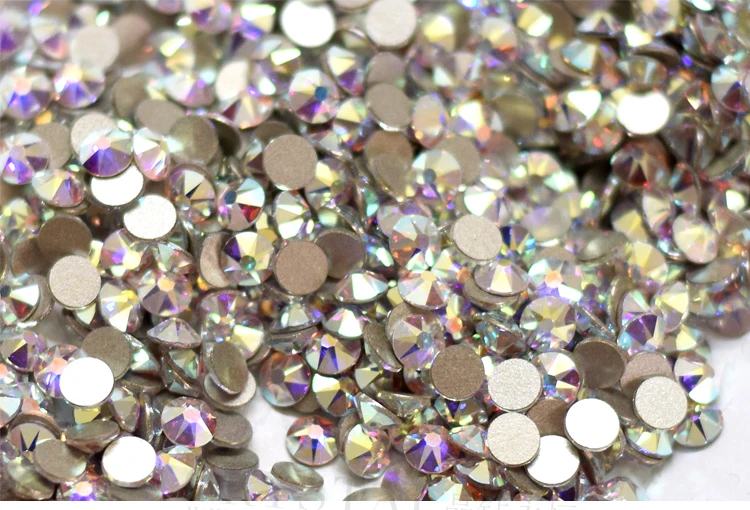 Free Shipping! 1440pcs/Lot, ss3 (1.3-1.5mm) Crystal AB /Clear AB Flat Back ( Nail Art ) Non Hot Fix Glue on Glass Rhinestones