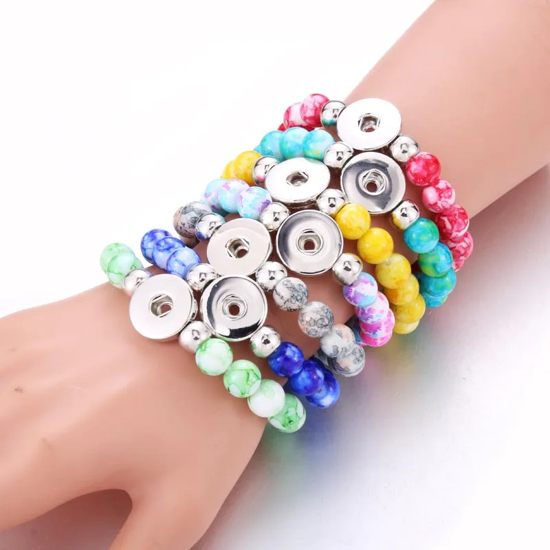 New Snap Button Jewelry Bracelet Handmade Beaded Snap Bracelets Fit 18mm Snap Buttons Jewelry