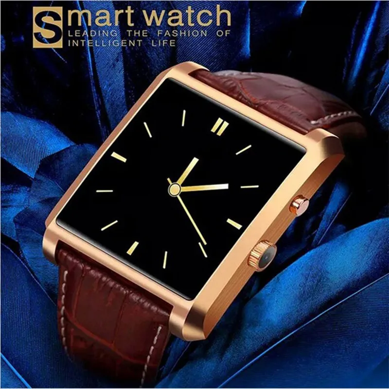 

DM08 Bluetooth 4.1 Men Leather IPS Wristwatch Waterproof Smart Watch Wearable Devices Fitness Tracker For IOS Android
