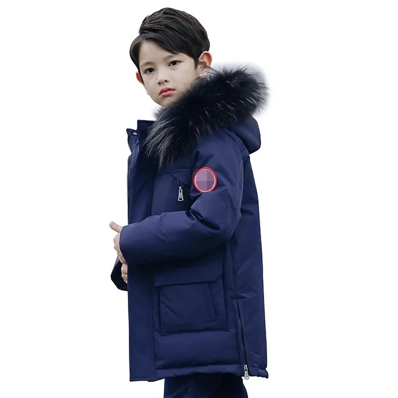 

Kids Down Jacket Boys Long Winter Coat 2018 new Teenagers White Duck Down Jacket Child Thick Coat For 7-14Y