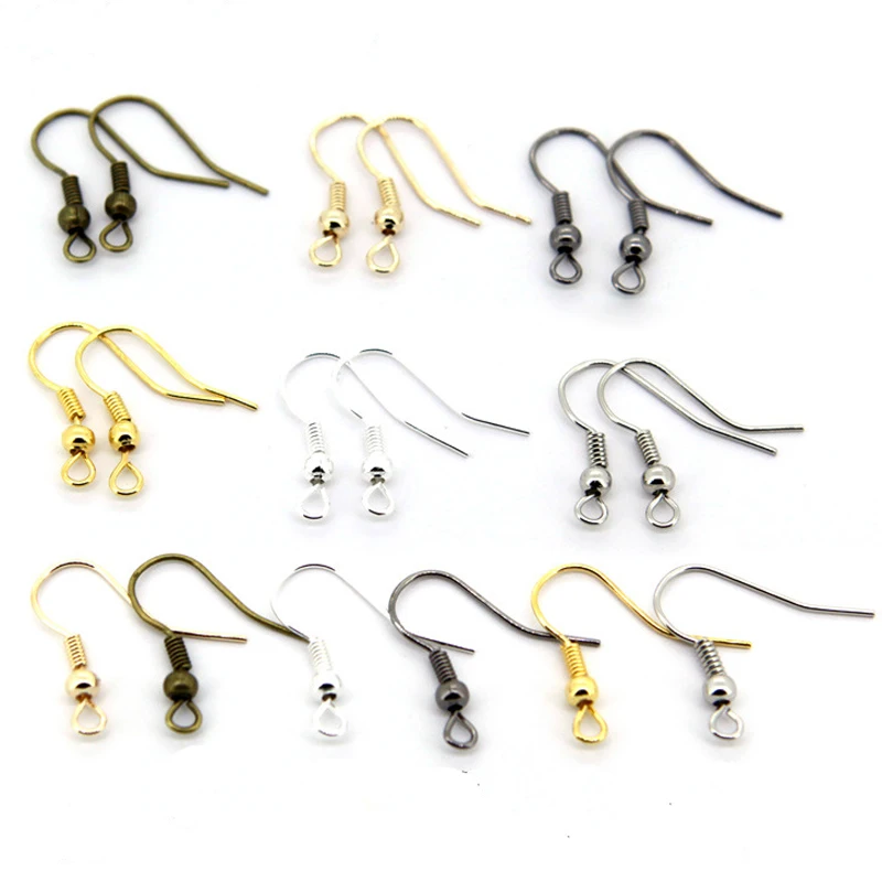 

95Pcs Gold Silver Bronze Gun Black Plated Hook Ear Wires Hooks Earrings For DIY jewelry Findings components Accessories