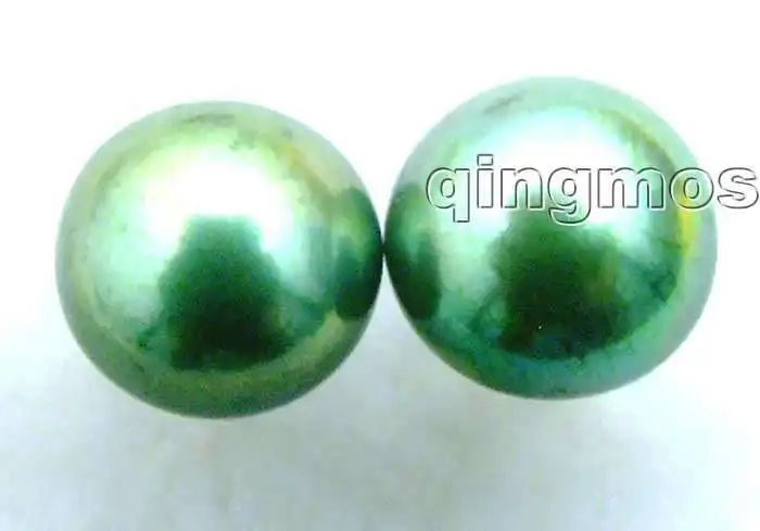 

SALE Big 10-11mm Dark Green Flat Natural Freshwater Pearl Earring and Stering Silver 925 stud-ear355 wholesale/retail Free ship