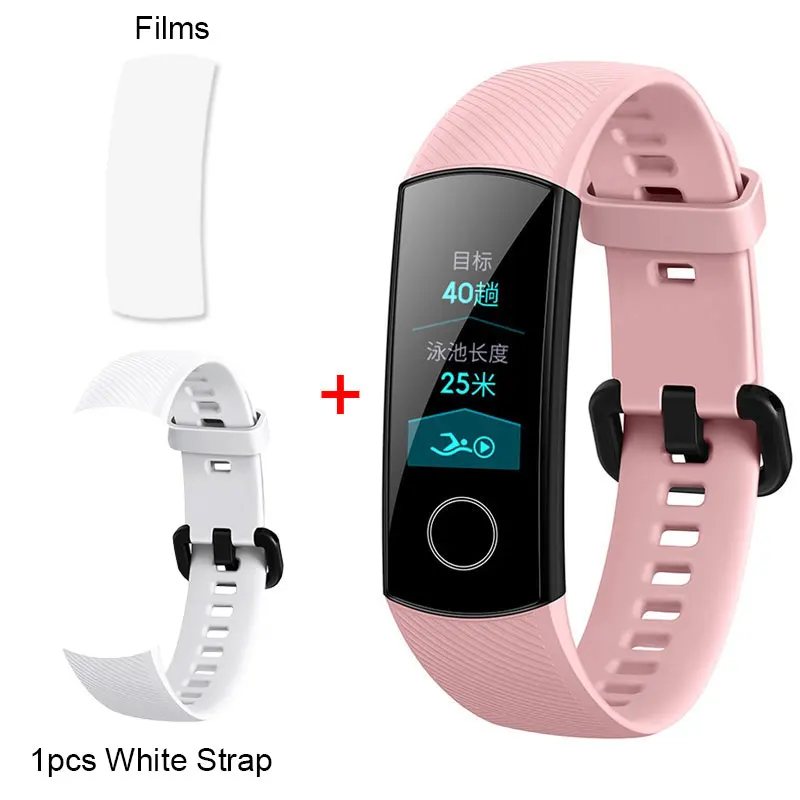 Pink Add WhiteStrap. HUAWEI Honor Band 4 умный Браслет фитнес-браслет в режиме реального времени пульсометр научный монитор сна 5ATM плавание носимый стандарт - Цвет: Pink Add WhiteStrap.