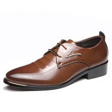 Men Dress Shoes Spring Business Oxfords Lace-up Flats Shoes Fashion Large Size Single Wedding Shoes Leather Shoes Wholesale