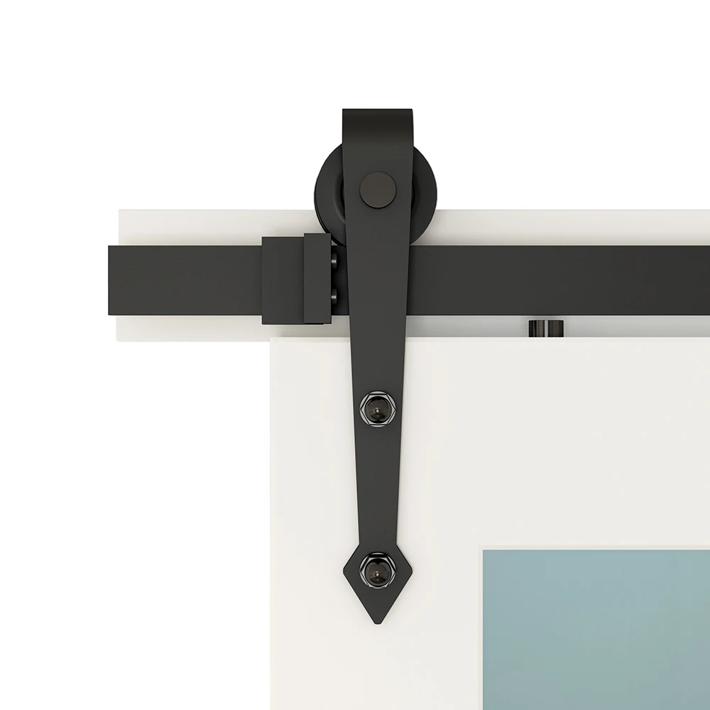 Diyhd Arrow Wheel Barn Wood Closet Door Black Rustic Sliding Track Hardware Single Kit