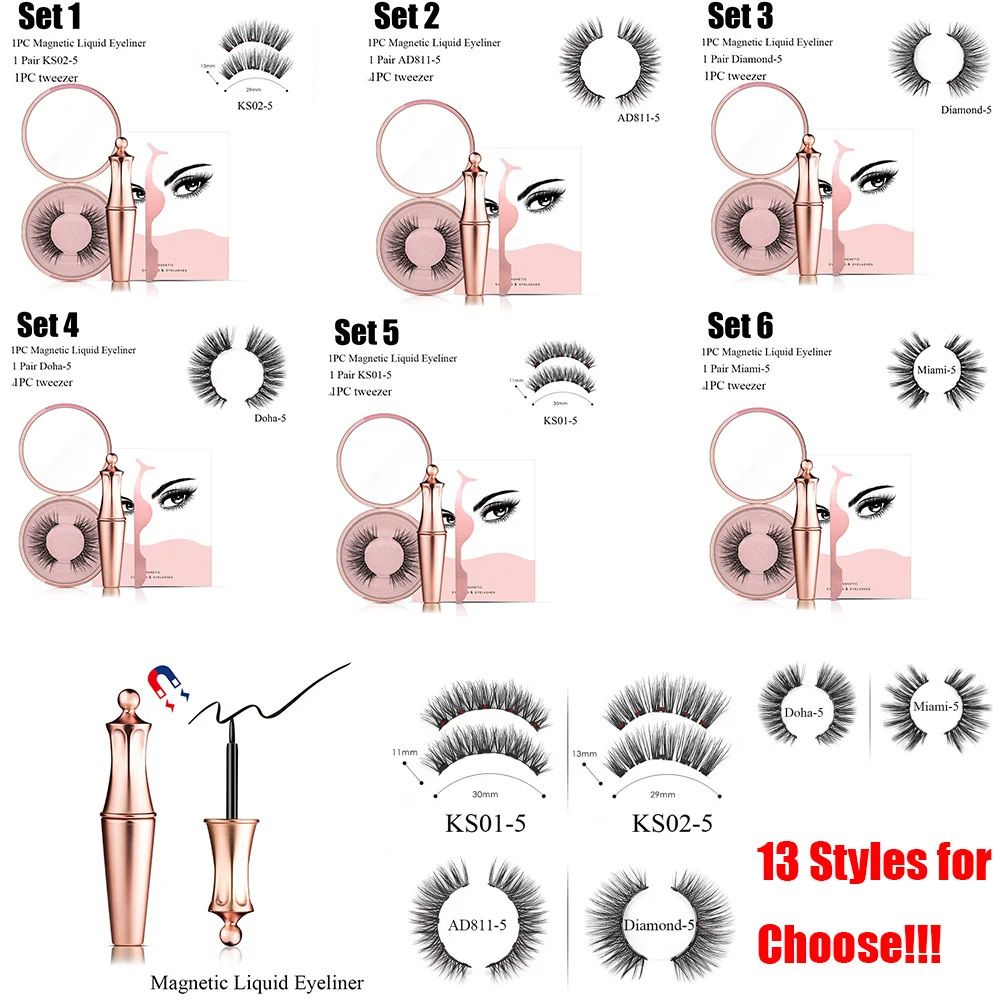 1 Набор, магнитная жидкая подводка для глаз или пять накладных ресниц ручной работы, Водостойкая Подводка для глаз, для женщин, для макияжа глаз, стильные инструменты