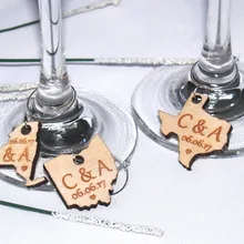 Заказные Свадебные подвески для фужеров, деревянные амулеты для Винных Бокалов, свадебные сувениры