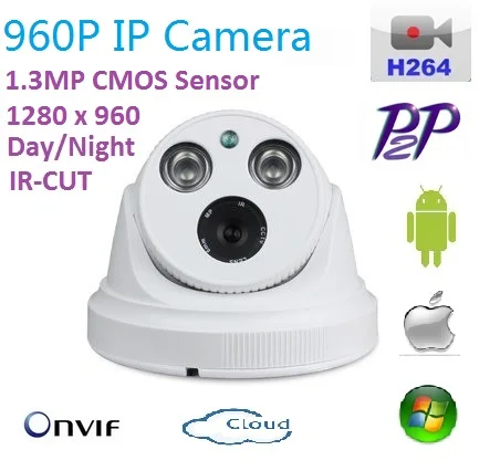 

New type 1280*960P 1.3MP Mini Dome 960P IP Camera support ONVIF P2P H.264 Indoor IR CUT Night Vision easy Plug and Play,