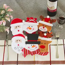 T рождество посуда сумка для Ножи вилка Санта Клаус Снеговик дорогой сумка для Детский подарок дома Украшения для кухни домашнего декора