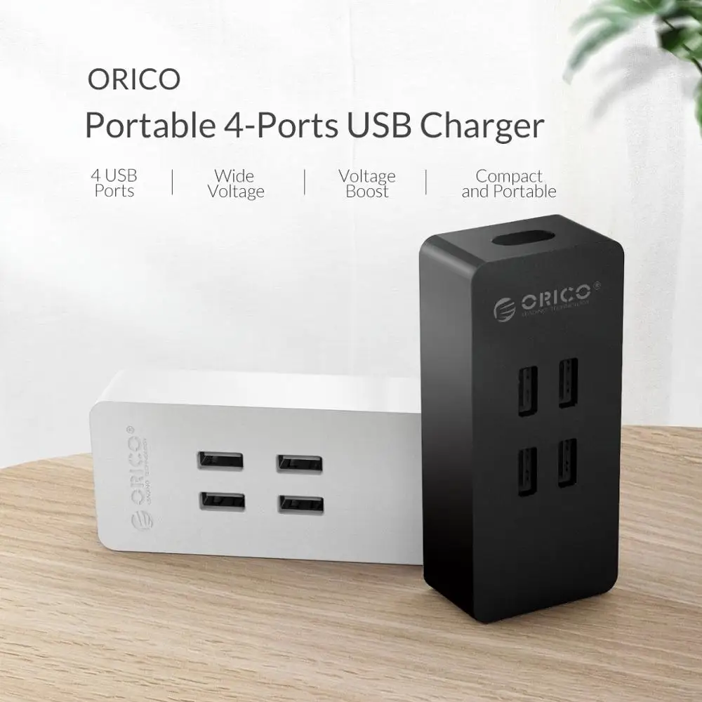 ORICO путешествия USB зарядное устройство 4 порта мини Смарт зарядное устройство 5V2. 4A Макс выход 20 Вт для Moible iPhone коврик для планшета зарядная док-станция