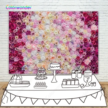 

Photography Background Purple Pink White with Yellow Rose 7x5ft Flower Bridal Backdrop for Wedding Decor Baby Shower Photo Prop