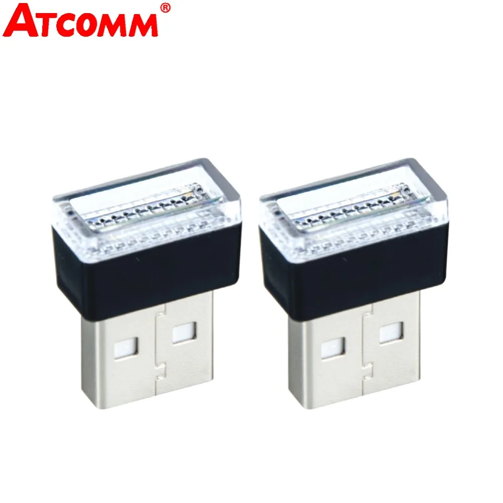 

ATcomm 1 Pcs Car USB LED Atmosphere Lights Decorative Lamp Emergency Lighting Universal PC Portable Plug and Play Red/Blue/White