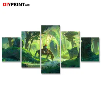 

The Legend of Zelda Breath of the Wild Horse 5 Panels Wall Art Canvas Painting Wall Pictures for Living Room A2055