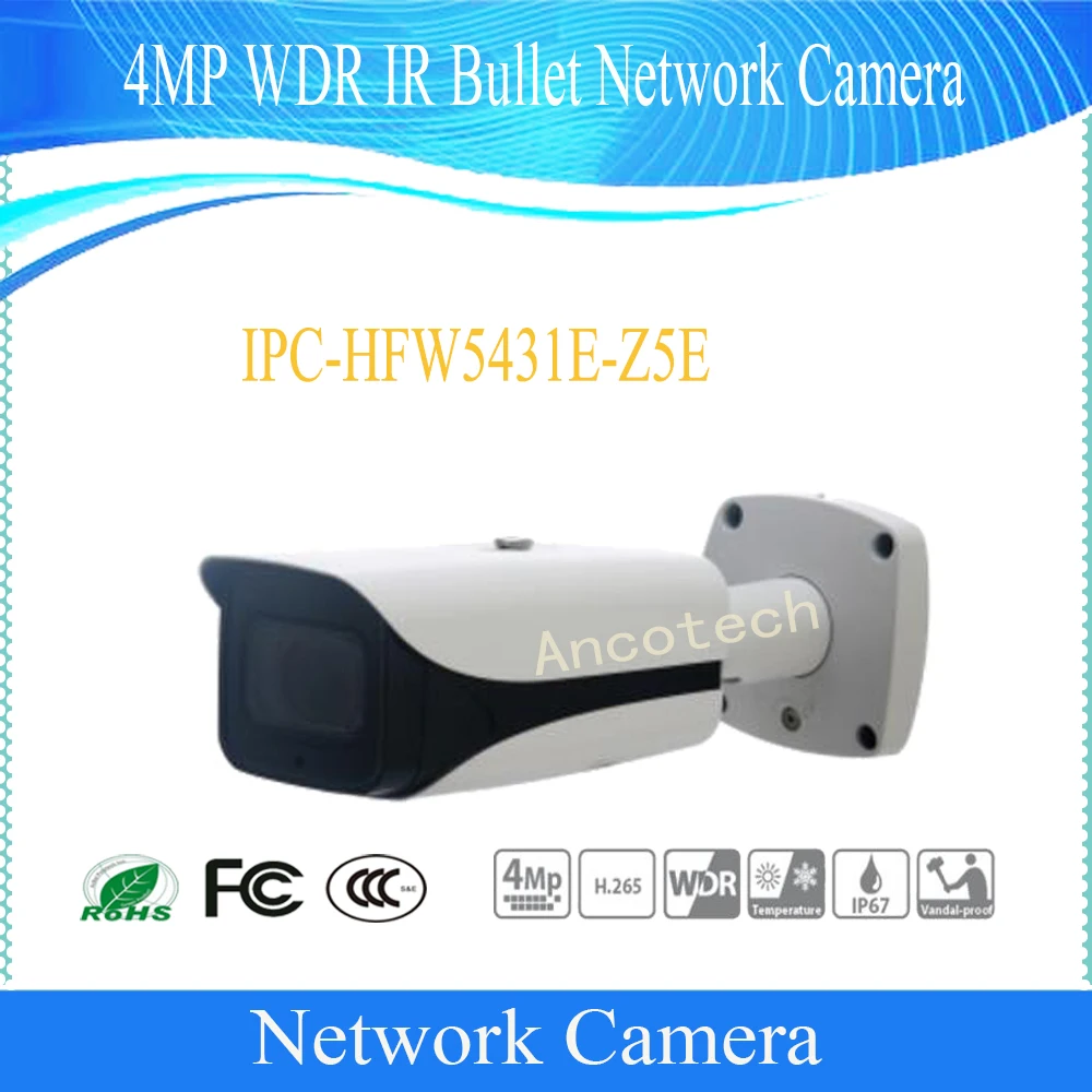

Free Shipping DAHUA CCTV IP Camera 4MP WDR IR Bullet Network Camera with POE DH-IPC-HFW5431E-Z5E