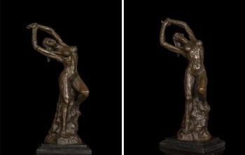 

Art Deco Sculpture Home Ornament Abstract Nude Female Woman "Roar" Statue Signed