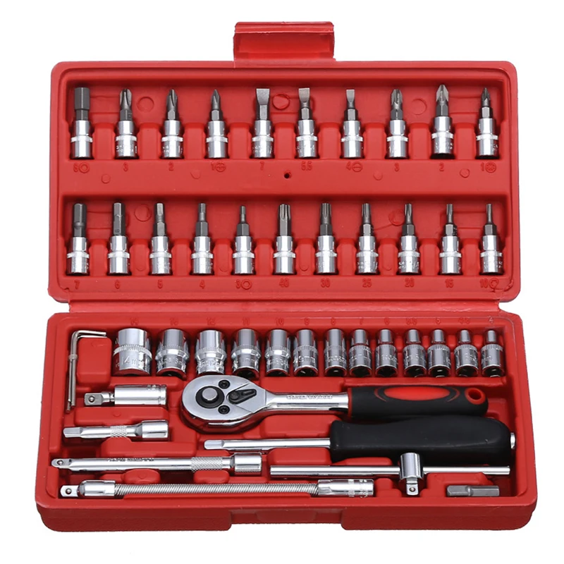 

46pcs Wrench Combination Socket Bit Set Ratchet Tool Torque Wrenches Kit Car Auto Repair Kits Repairing Tools