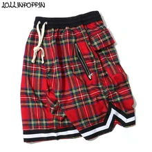 Высокие уличные мужские шотландский клетчатые шорты хип-хоп Шотландка клетчатый узор Рубашки домашние эластичный пояс нижней полосы шорты-бермуды