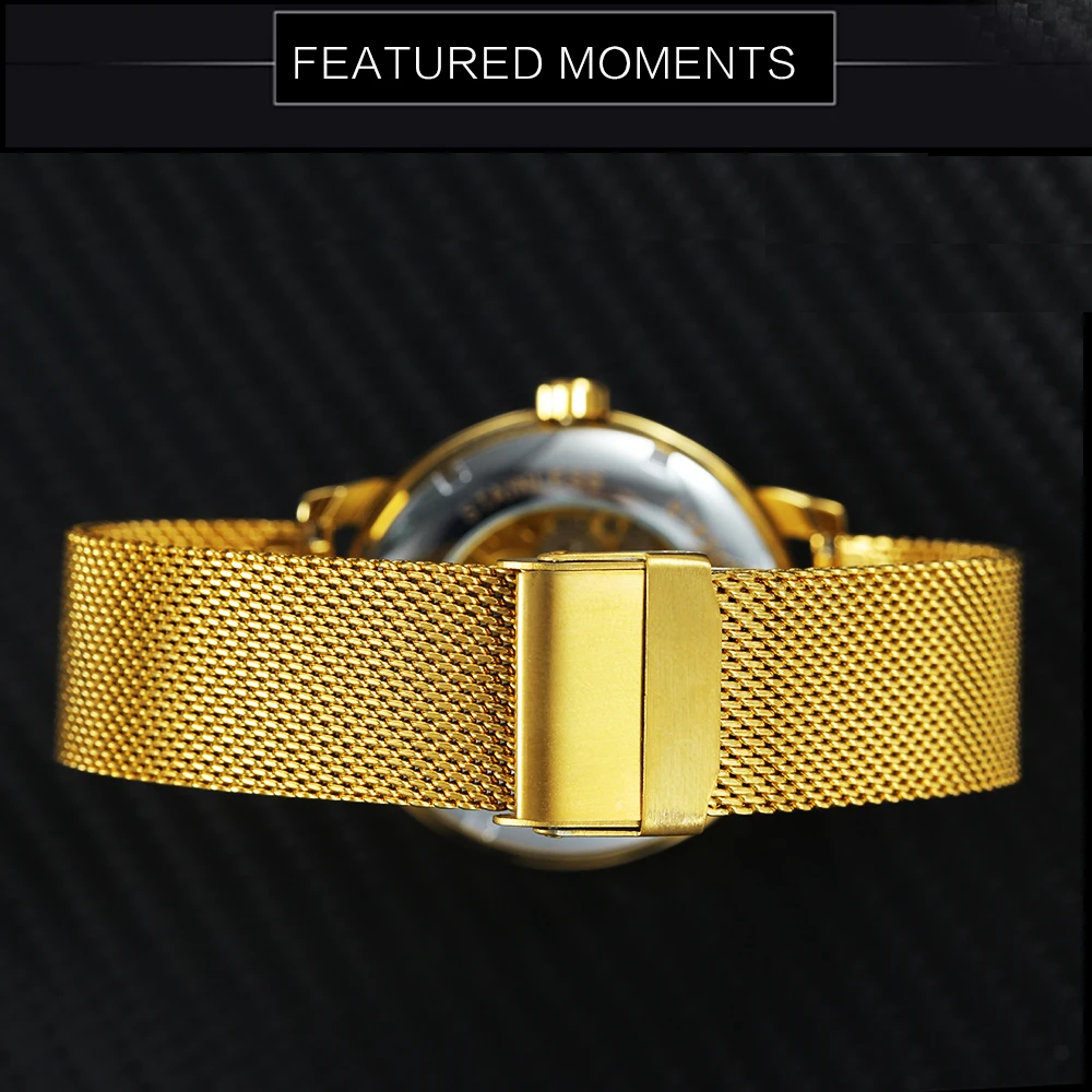 WINNER официальный Авто Механические Мужские часы лучший бренд класса люкс хип-хоп, панк украшения набор+ золотой кристалл Iced Out корона ожерелье