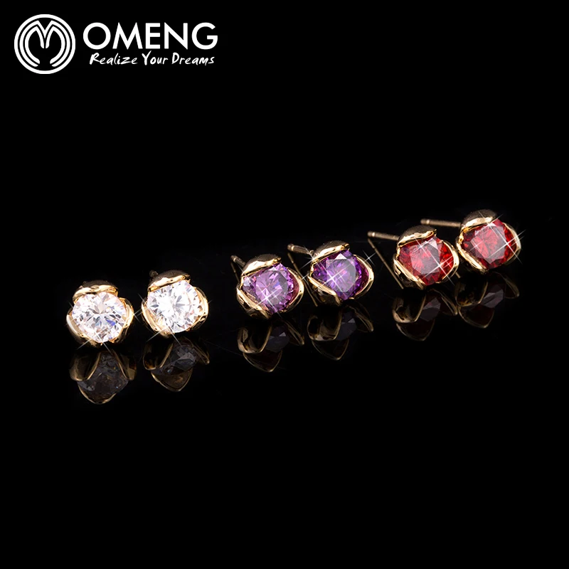 OMENG Новые Vintage Циркон 3 Цвета Серьги Стержня Для Свадьбы OEH121|stud earrings|earrings forearring for