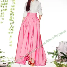 Весна плюс размер 5XL розовый черный атлас шифон Мода с высокой талией Асимметричные плиссированные складки тонкие женские макси длинные юбки женские