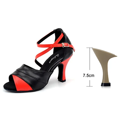 Ladingwu/Новинка; обувь для латинских танцев; женская обувь для сальсы; цвет красный, синий; искусственная кожа; танцевальные сандалии; Обувь для бальных танцев с мягкой подошвой - Цвет: Red 7.5cm