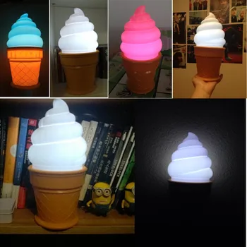 

Novelty Ice Cream Cone Shaped Night Light Desk Table LED Lamp Kids Children Bedroom Decor Lights , LED Touch lamp for Christmas