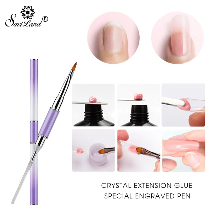 

Saviland Poly Gel Nail Brush Dual-ended Slice Shape Tool for Nail Tips Extension UV LED Quick Building Acrylic Builder Gel