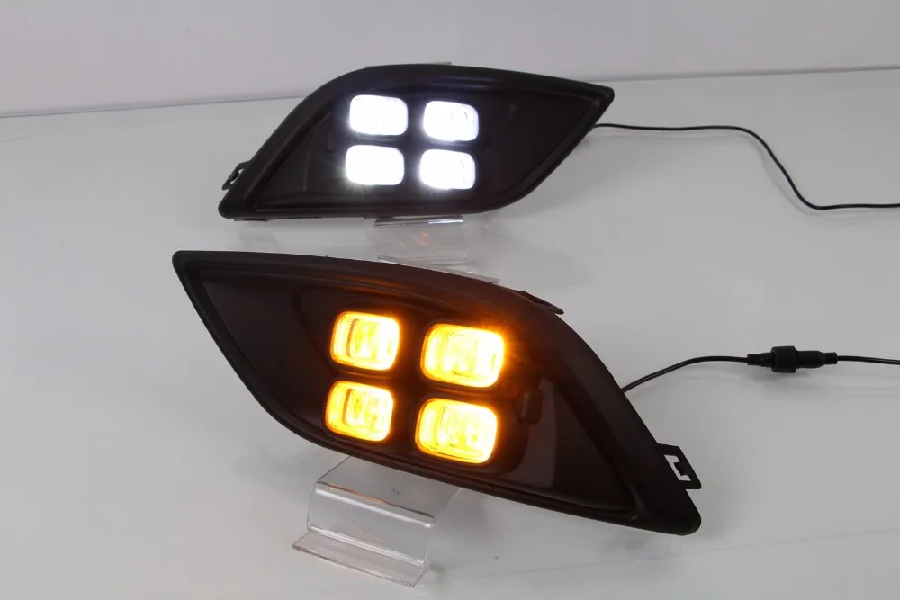 

Osmrk led drl daytime running light for Chevrolet sail 3 2014-2017 with moving yellow turn signals