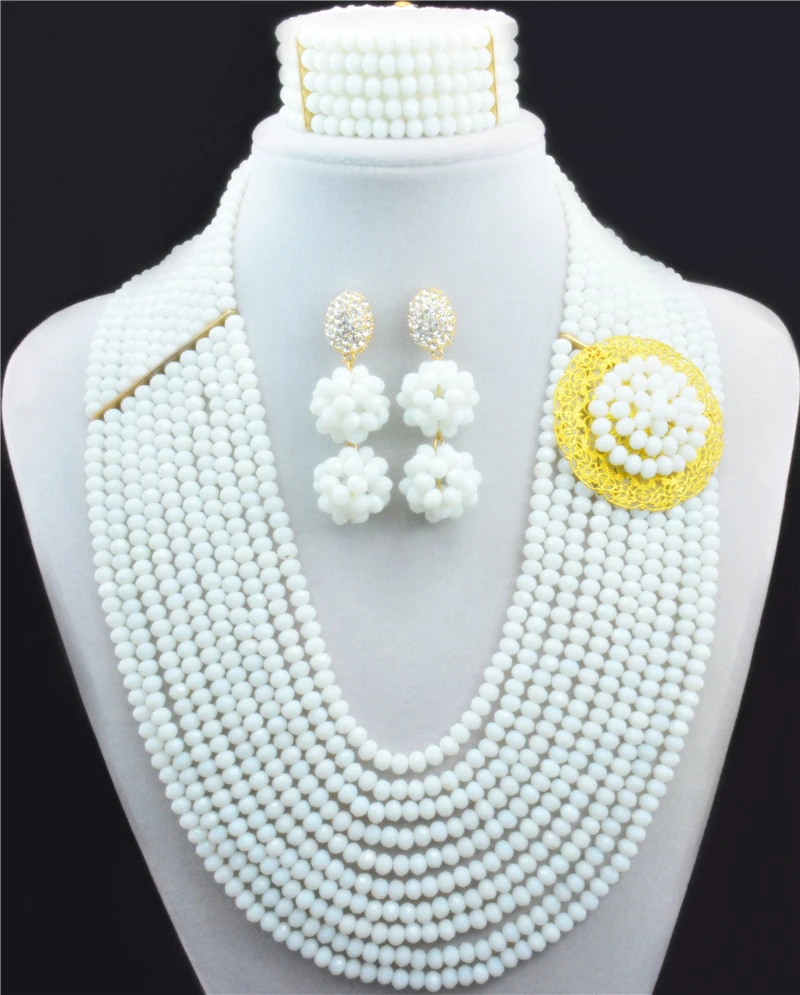 

Green Ten Ring 2016 Latest Nigerian African Beads Wedding Jewelry Set Gold Women Fashion Jewelry Set Free Shipping