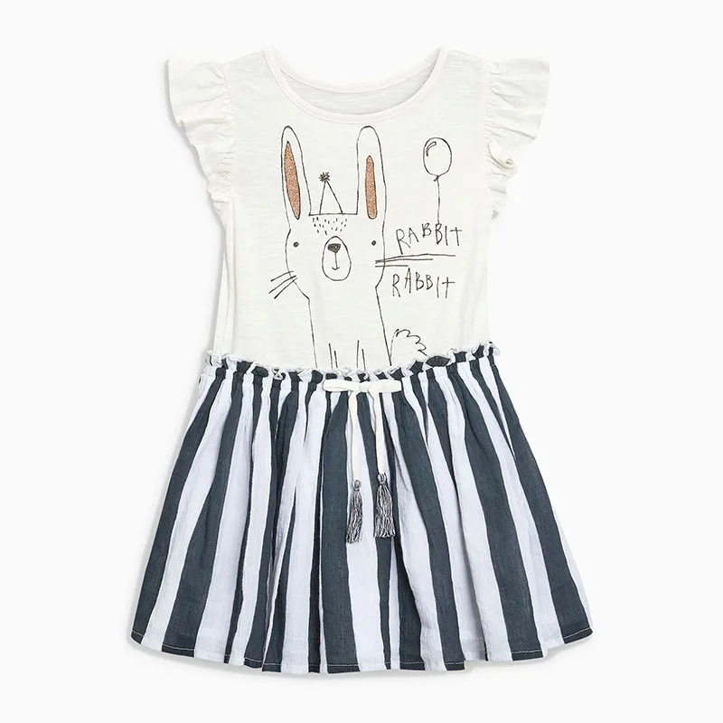 Little maven/летний костюм принцессы с принтом кролика для маленьких девочек от 2 до 7 лет; нарядное детское платье с кружевными рукавами для маленьких девочек