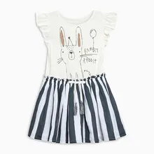 Little maven/летний костюм принцессы с принтом кролика для маленьких девочек от 2 до 7 лет; нарядное детское платье с кружевными рукавами для маленьких девочек