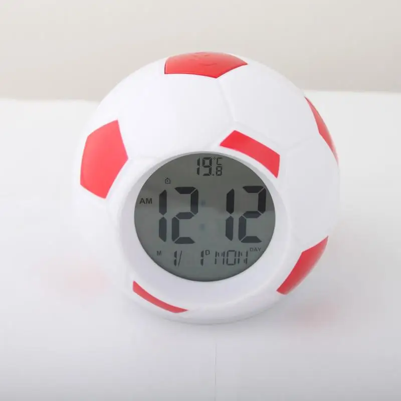Temperature Display Sounds Control Football Soccer Clock LED Alarm Repeating Snooze Digital Backlight | Дом и сад