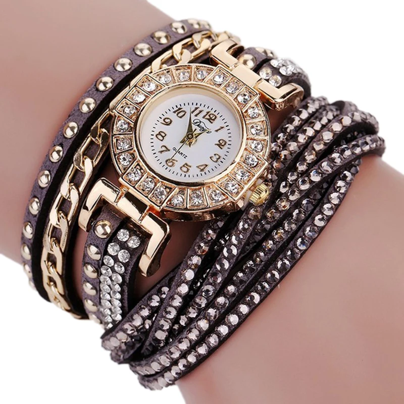 

Duoya Watch Women Brand Luxury Gold Fashion Crystal Rhinestone Bracelet Women Dress Watches Ladies Quartz Wristwatches, D061