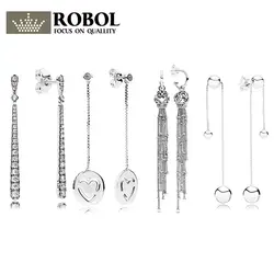 ROBOL оригинальный 925 пробы серебро Earringl с кристаллами роскошные серьги для Для женщин Сияющий Метеор циркон серьги-гвоздики