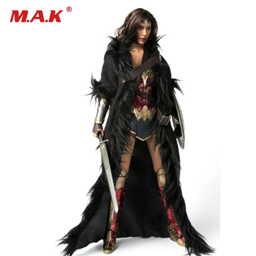 1/6 масштабная Женская одежда, черный плащ Wonder Woman, длинное пальто, 12 дюймов, Женская фигурка, игрушки для тела