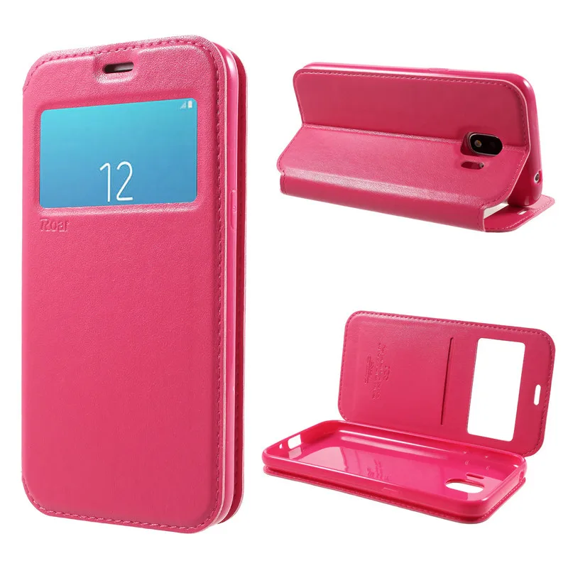 For Samsung J2 Pro 2018 Case ROAR KOREA Noble Leather Stand View Window