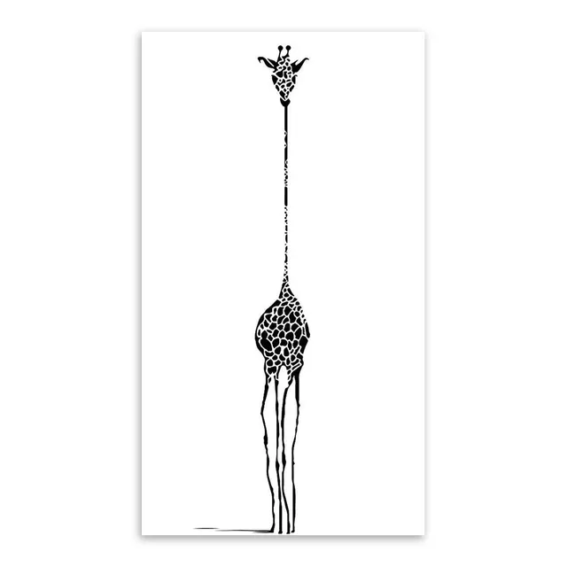 Minimalist Black White Abstract Giraffe Animal Print Poster  2