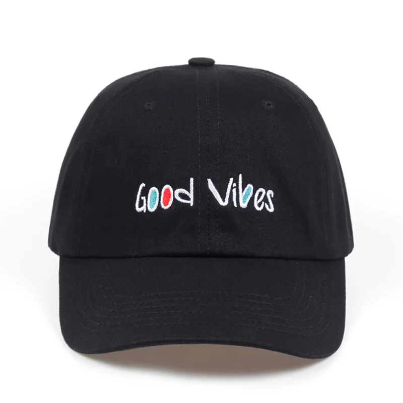 

2018 new Dad Hat Good Vibes Embroidered Baseball Cap Curved Bill Cotton adjustable Casquette Brand Bone Fashion Hats wholesale