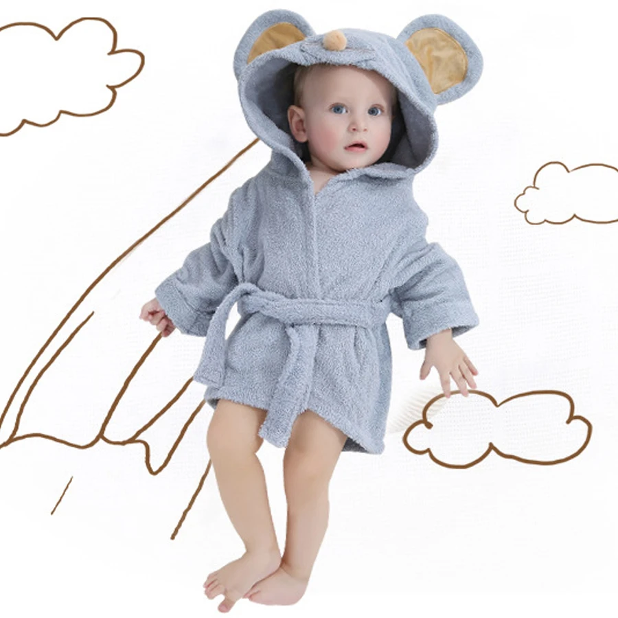 Newborn Baby Robes Cute Animal Bath Robe Cartoon Hooded Sleepwear with Belt Soft Comfortable Pijamas de bebe recien nacido 0-12M