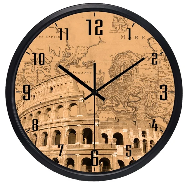 Rome Colosseum Часы с мировым часовым поясом, Брендовые Часы для лобби, часы с мировыми интересами, цветные часы-карта из крафт-бумаги - Цвет: Rome Colosseum