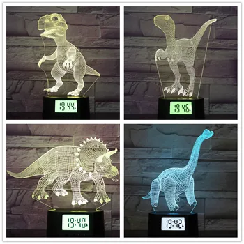

3D Dinosaur illusion Calendar Clock Lamp LED USB Night Light 7 Colors Changing Home Decor Kids Gift Baby Sleep Atmosphere Lamp