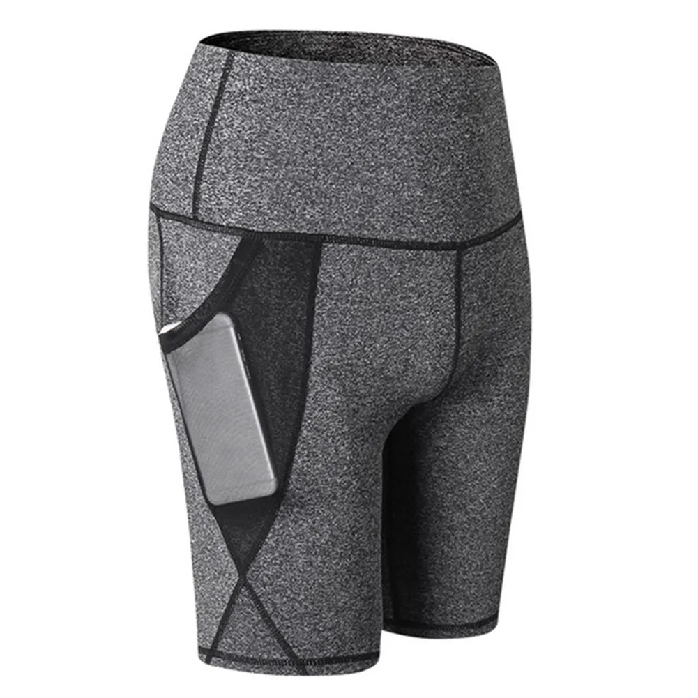 Women Short Pants High Waist Skinny Elastic Fast Dry Breathable Pants for Sports NGD88 - Цвет: Серый